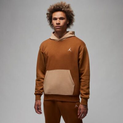 Nike Jordan Jordan Essentials fleece hoodie in brown and beige- BROWN